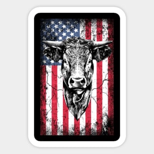 Patriotic Cow American Flag Sticker